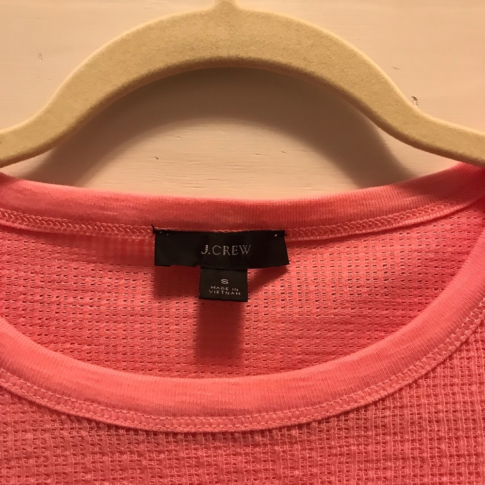 NWOT J. Crew pink waffle top - Picture 6 of 7
